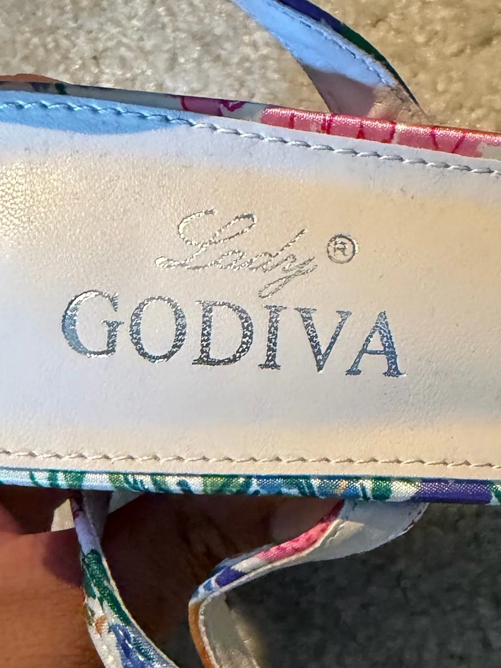 Lady Godiva Floral Multicolor Platform Sandals with Slingback Strap